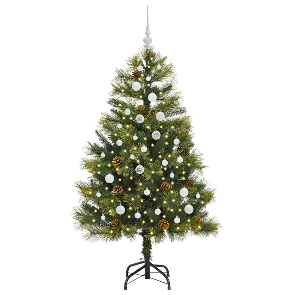 Vidaxl kunstmatige scharnier kerstboom met cones groen 150 cm