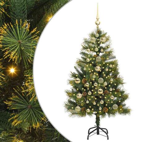 Vidaxl kunstmatige scharnier kerstboom met cones groen 150 cm