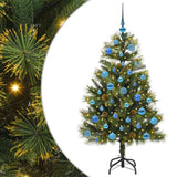 Vidaxl kunstmatige scharnier kerstboom met cones groen 150 cm