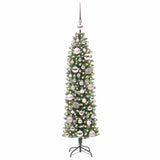 Vidaxl kunstmatige slanke kerstboom met 150 led groen en wit 120 cm