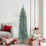 Vidaxl kunstmatige slanke kerstboom met 300 led groen en wit 180 cm