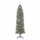 Vidaxl kunstmatige slanke kerstboom met 300 led groen en wit 210 cm