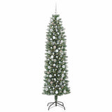 Vidaxl kunstmatige slanke kerstboom met 300 led groen en wit 210 cm