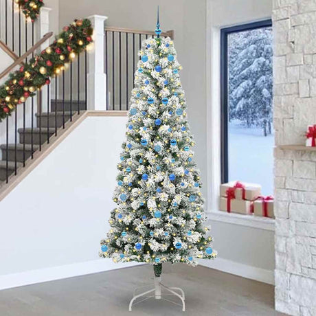 Vidaxl kunstmatige inklapbare kerstboom groen en wit 240 cm