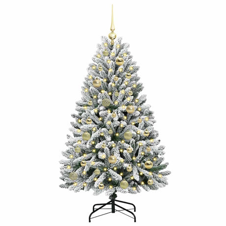 Vidaxl kunstkerstboom met 150 led groen en wit 120 cm pvc en metaal