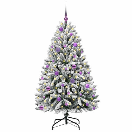 Vidaxl kunstkerstboom met 150 led groen en wit 150 cm pvc en metaal