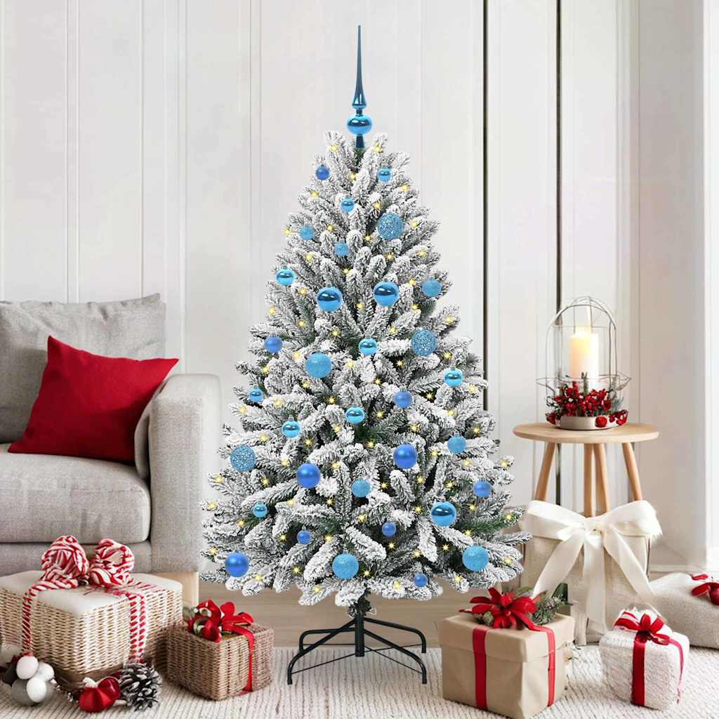 Vidaxl kunstkerstboom met 150 led groen en wit 150 cm pvc en metaal