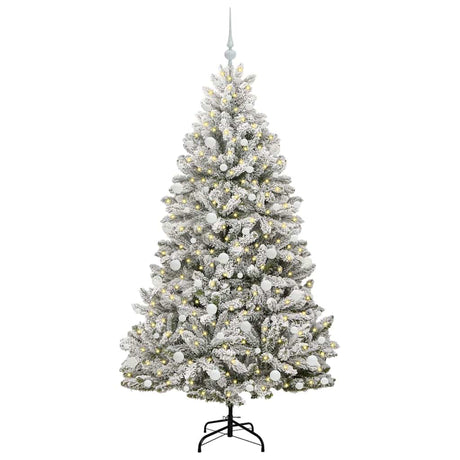 Vidaxl kunstkerstboom met 300 led groen en wit 180 cm pvc en metaal