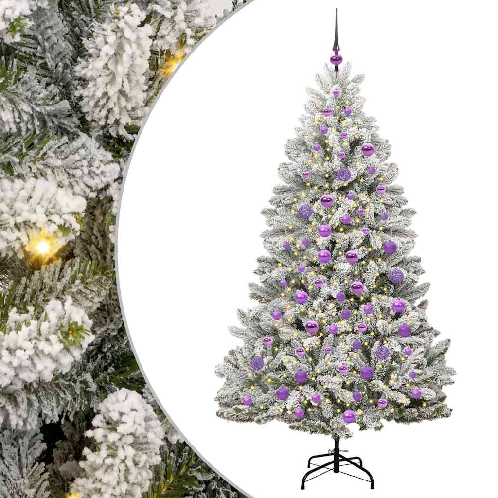 Vidaxl kunstkerstboom met 300 led groen en wit 180 cm pvc en metaal