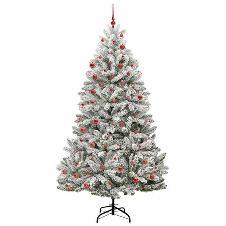 Vidaxl kunstkerstboom met 300 led groen en wit 210 cm pvc en metaal