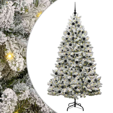 Vidaxl kunstkerstboom met 300 led groen en wit 210 cm pvc en metaal