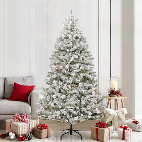 Vidaxl kunstkerstboom met 300 led groen en wit 210 cm pvc en metaal