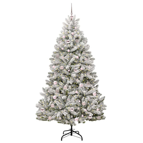 Vidaxl kunstkerstboom met 300 led groen en wit 210 cm pvc en metaal