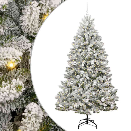 Vidaxl kunstkerstboom met 300 led groen en wit 210 cm pvc en metaal