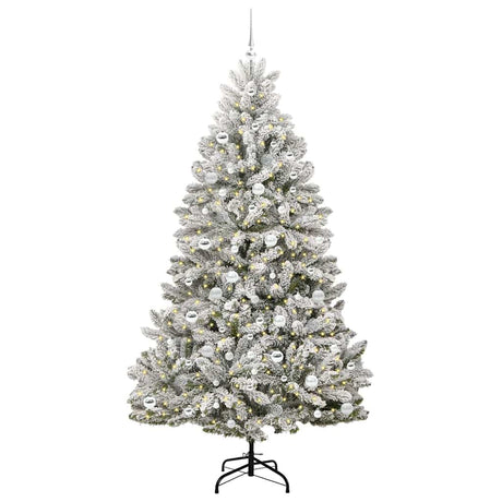 Vidaxl kunstkerstboom met 300 led groen en wit 210 cm pvc en metaal