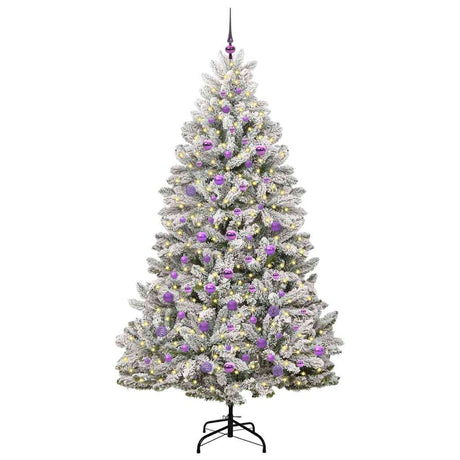 Vidaxl kunstkerstboom met 300 led groen en wit 210 cm pvc en metaal