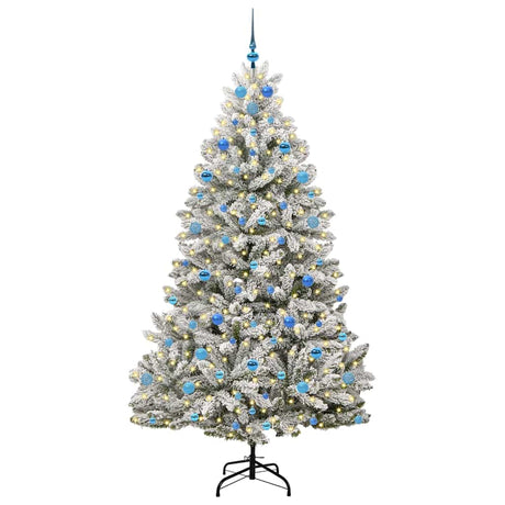 Vidaxl kunstkerstboom met 300 led groen en wit 210 cm pvc en metaal