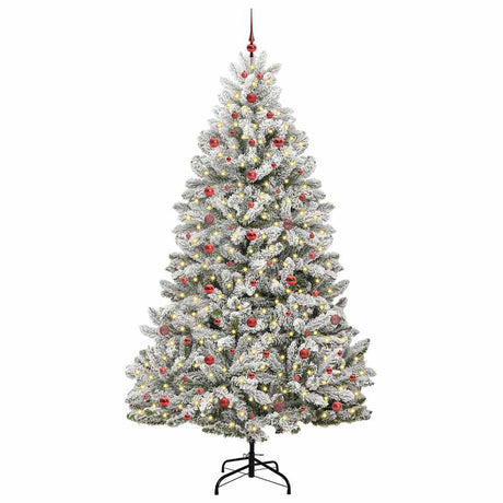 Vidaxl kunstkerstboom met 300 led groen en wit 240 cm pvc en metaal