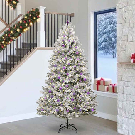 Vidaxl kunstkerstboom met 300 led groen en wit 240 cm pvc en metaal
