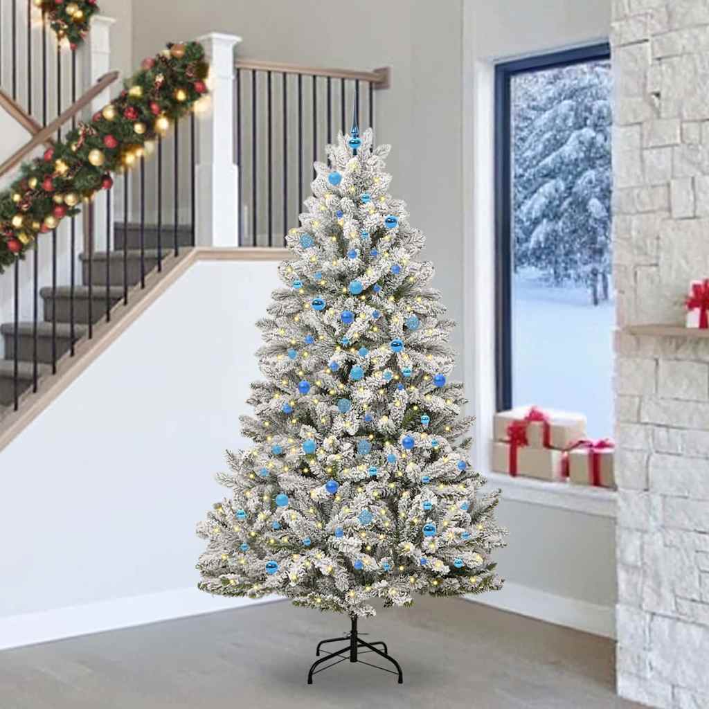 Vidaxl kunstkerstboom met 300 led groen en wit 240 cm pvc en metaal