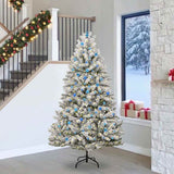 Vidaxl kunstkerstboom met 300 led groen en wit 240 cm pvc en metaal