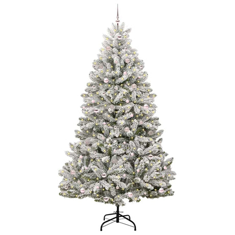 Vidaxl kunstkerstboom met 300 led groen en wit 270 cm pvc en metaal