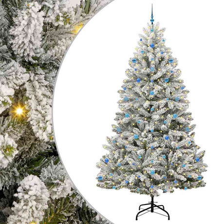 Vidaxl kunstkerstboom met 300 led groen en wit 270 cm pvc en metaal