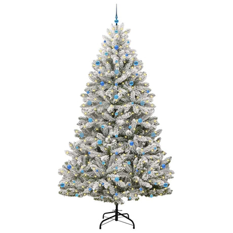 Vidaxl kunstkerstboom met 300 led groen en wit 270 cm pvc en metaal