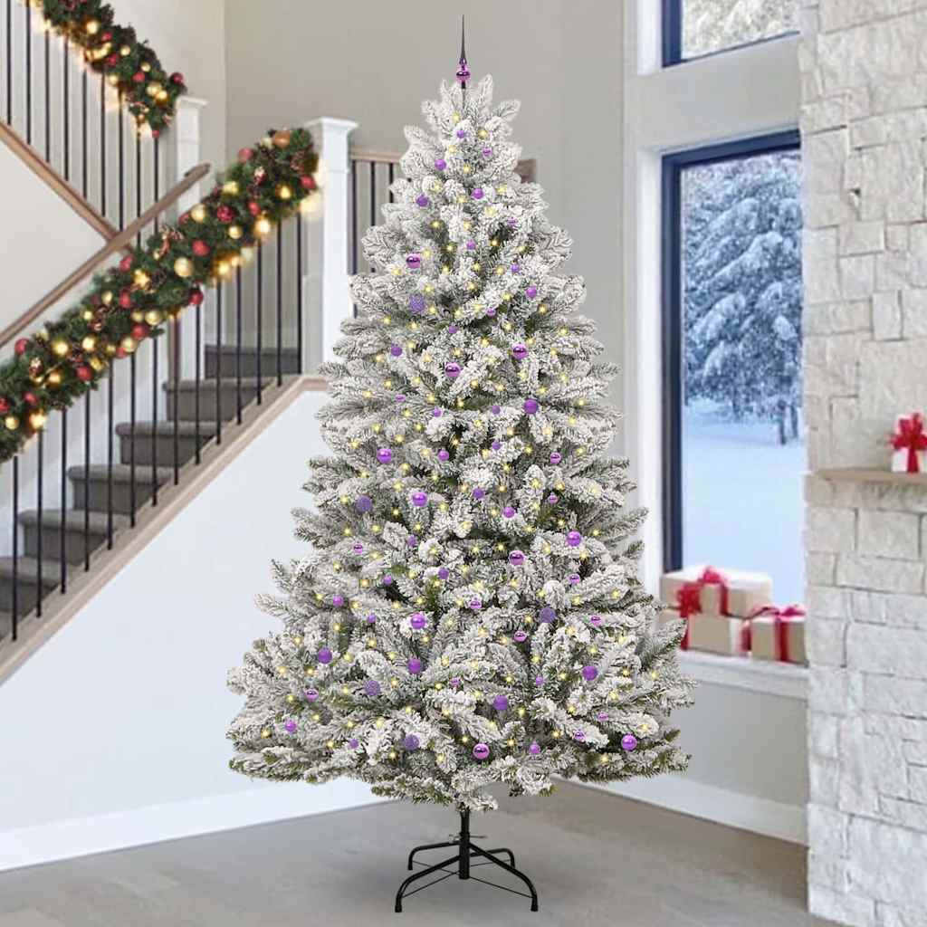 Vidaxl kunstkerstboom met 300 led groen en wit 300 cm pvc en metaal
