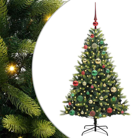 Vidaxl kunstkerstboom met scharnier 150 leds groen 120 cm pvc en pe