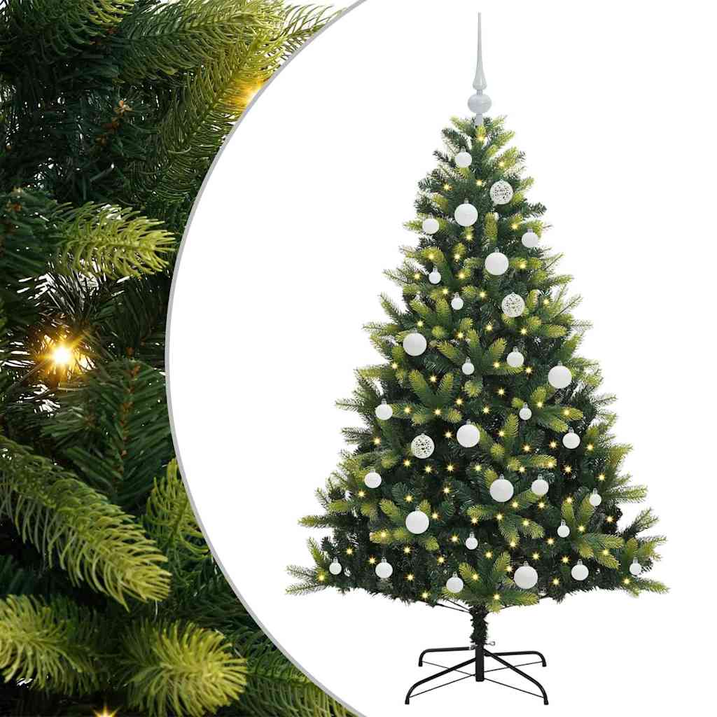Vidaxl kunstkerstboom met scharnier 150 leds groen 150 cm pvc en pe