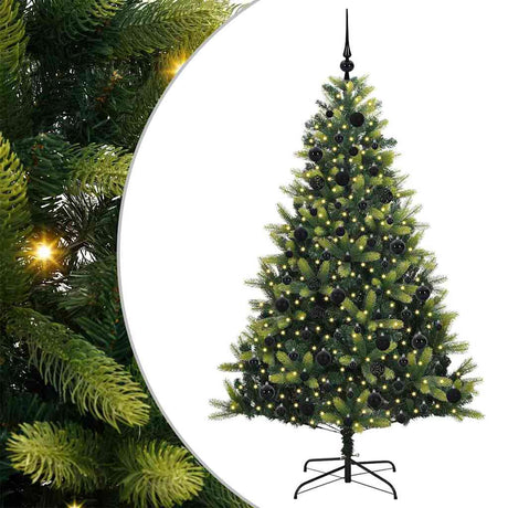 Vidaxl kunstkerstboom met scharnier 300 leds groen 180 cm pvc en pe