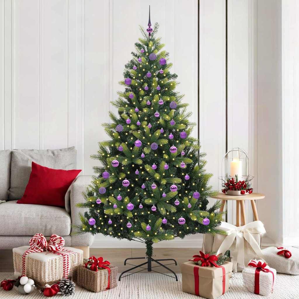 Vidaxl kunstkerstboom met scharnier 300 leds groen 180 cm pvc en pe
