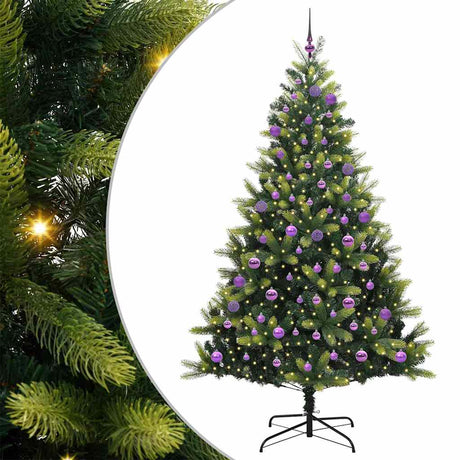 Vidaxl kunstkerstboom met scharnier 300 leds groen 180 cm pvc en pe