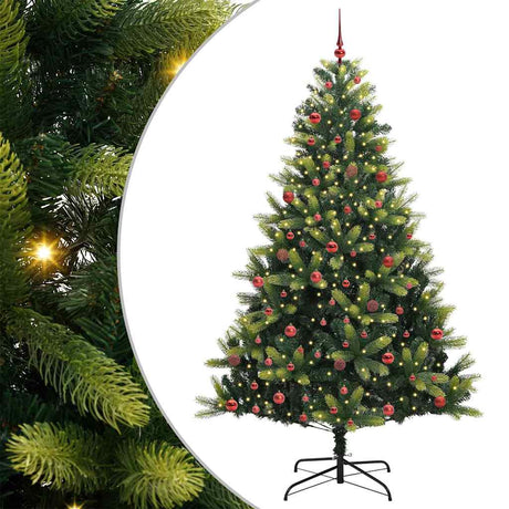 Vidaxl kunstkerstboom met scharnier 300 leds groen 210 cm pvc en pe