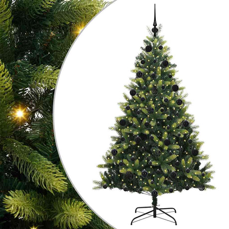 Vidaxl kunstkerstboom met scharnier 300 leds groen 210 cm pvc en pe