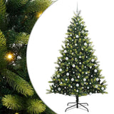 Vidaxl kunstkerstboom met scharnier 300 leds groen 210 cm pvc en pe