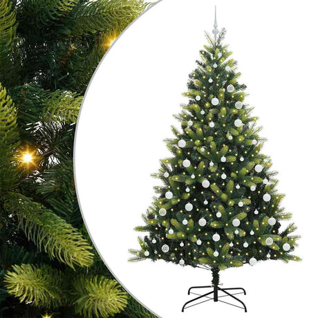 Vidaxl kunstkerstboom met scharnier 300 leds groen 210 cm pvc en pe