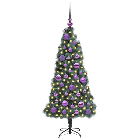 Vidaxl kunstkerstboom met lichtjes en ballenset groen 120 cm pet