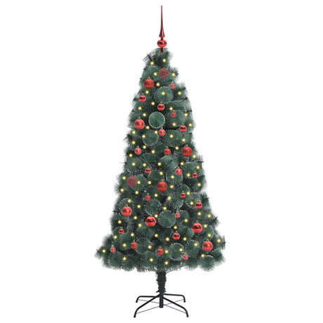 Vidaxl kunstmatige voorverlichte kerstboom met ballenset groen 150 cm