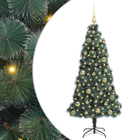 Vidaxl kunstkerstboom met verlichting en balset groen 150 cm pet