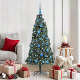 Vidaxl kunstkerstboom met verlichting en ballenset groen 150 cm pet