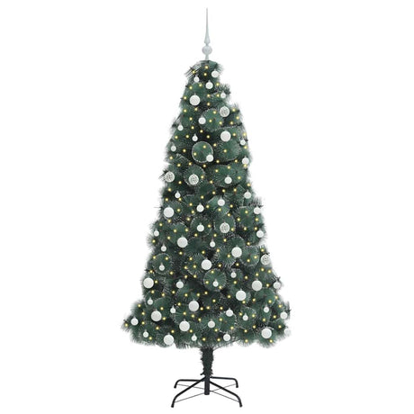 Vidaxl kunstkerstboom met verlichting en ballenset groen 180 cm pet