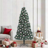 Vidaxl kunstmatige voorverlichte kerstboom met ballenset groen 210 cm