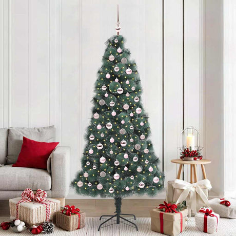 Vidaxl kunstmatige voorverlichte kerstboom met ballenset groen 210 cm