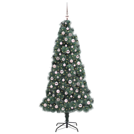 Vidaxl kunstmatige voorverlichte kerstboom met ballenset groen 210 cm