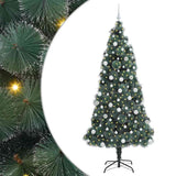 Vidaxl kunstmatige voorverlichte kerstboom met ballenset groen 210 cm