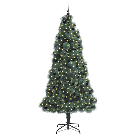 Vidaxl kunstmatige voorverlichte kerstboom met bolset groen 240 cm pet