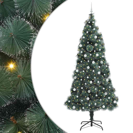 Vidaxl kunstkerstboom met voorverlichting en ballenset groen 240 cm