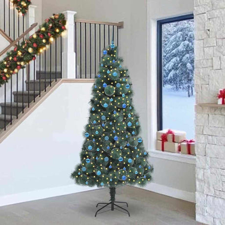 Vidaxl kunstmatige voorverlichte kerstboom met ballenset groen 240 cm